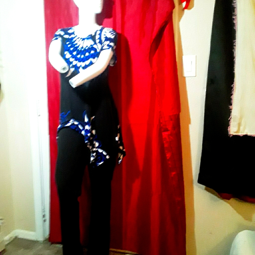 Blue, Black and White Handkerchief top